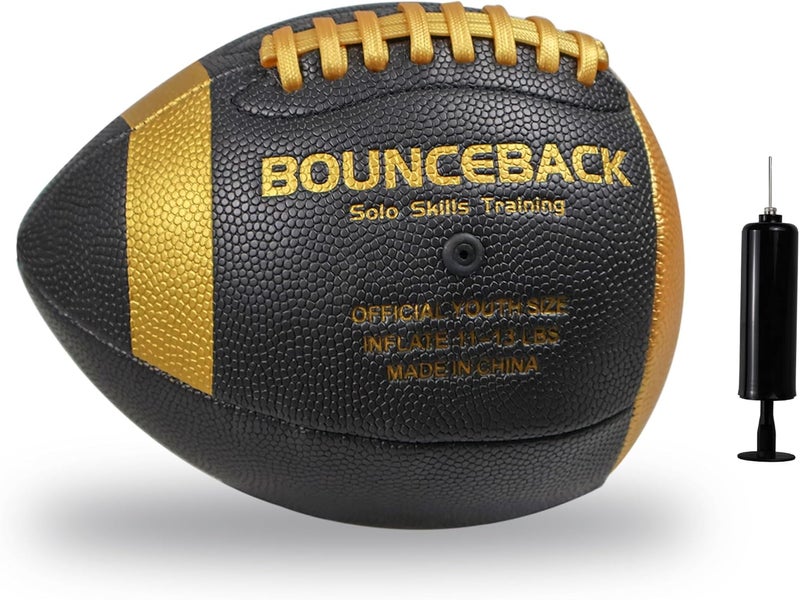 BOUNCEBACK Soft Leather Training Football, Youth Size & Official Size, Fatherless PU PassCatch Solo Enhancing Passing Catching(with Pump) - Image 1